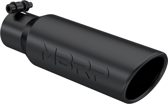 MBRP Universal Tip 3in O.D. Angled Rolled End 2 inlet 12 length - Black Finish