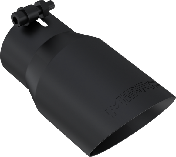MBRP Tip 3in Round x 4in Inlet OD Dual Walled Angled Black Tip - Fits all 3in Exhausts