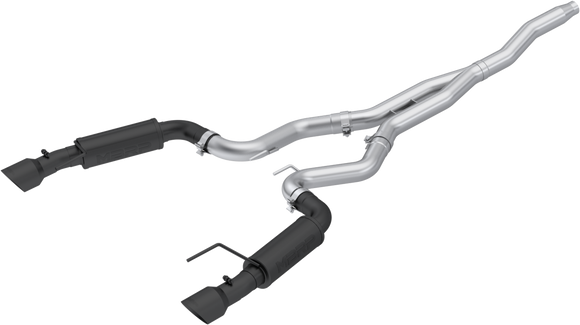 MBRP 15-19 Ford Mustang EcoBoost 2.3L Black 3in Cat Back Dual Split Rear Exit (Race Version)