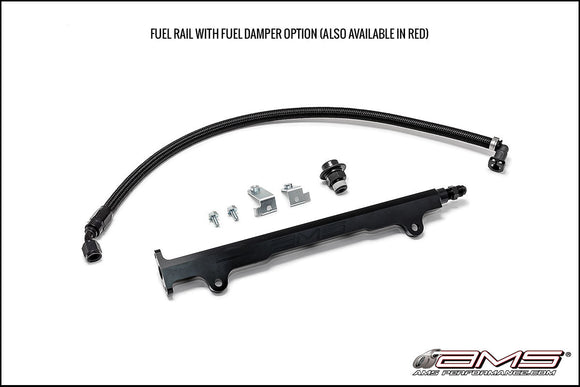 AMS EVO X CNC machined Aluminum Fuel Rail in Red with Pulsation Dampener