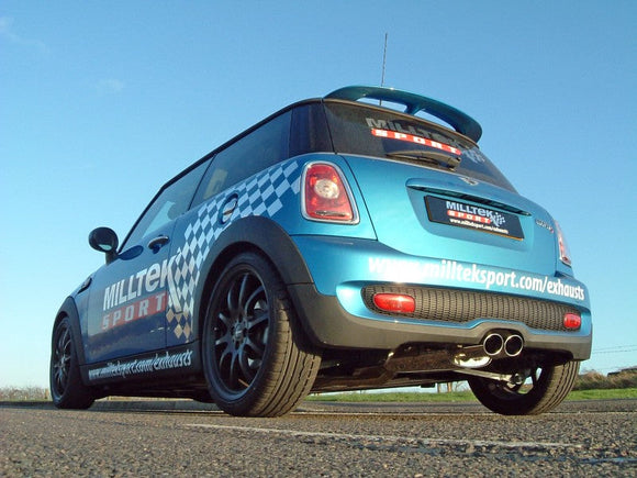 MILLTEK CAT-BACK NEW MINI MK2 2006 2014 NON-RESONATED (LOUDER). TWIN OVAL TAILPI