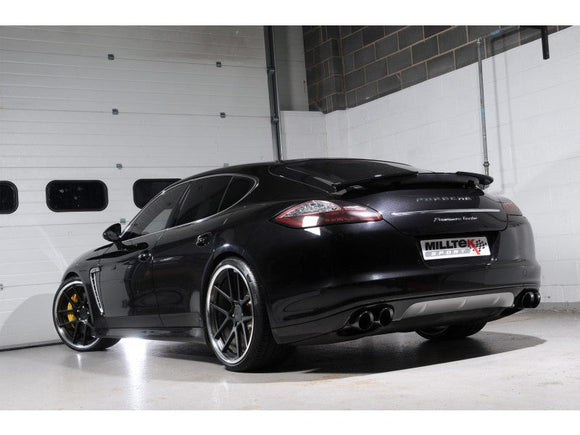 Milltek 2.75" Cup / Non Resonated Cat Back System - Quad 100mm GT Cerakote Black Tips - Panamera Turbo & Turbo S