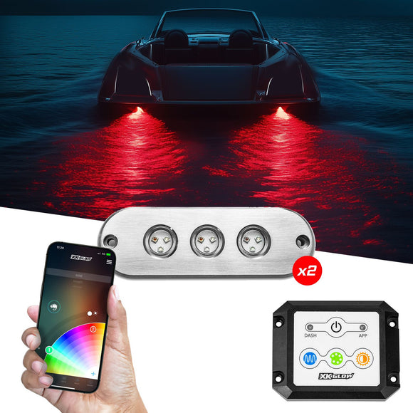 XK Glow RGB LED UNDERWATER LIGHT KIT FOR BOAT 2PC 27W