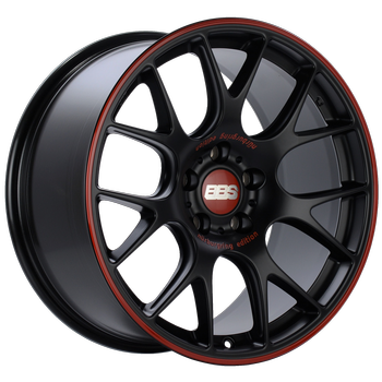 BBS CH-R Nurburgring Edition 19x8.5 5x112 ET48 Satin Black/Red Lip Wheel - 82mm PFS/Clip Req.