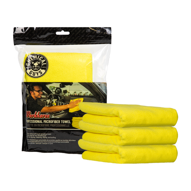 Workhorse Professional Microfiber Towel, Yellow 16" x 16" (3 Pack) Case of 16
