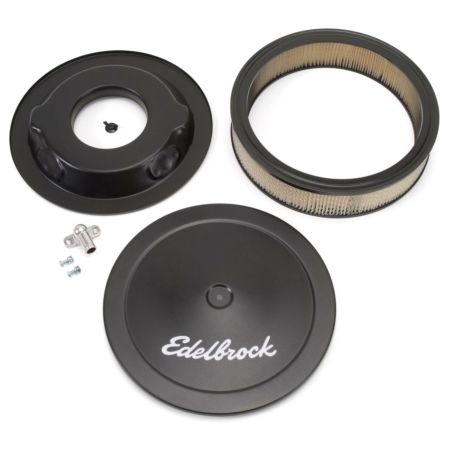 Edelbrock Air Cleaner Pro-Flo Series Round Steel Top Paper Element 14In Dia X 3 75In Dropped Base - 0