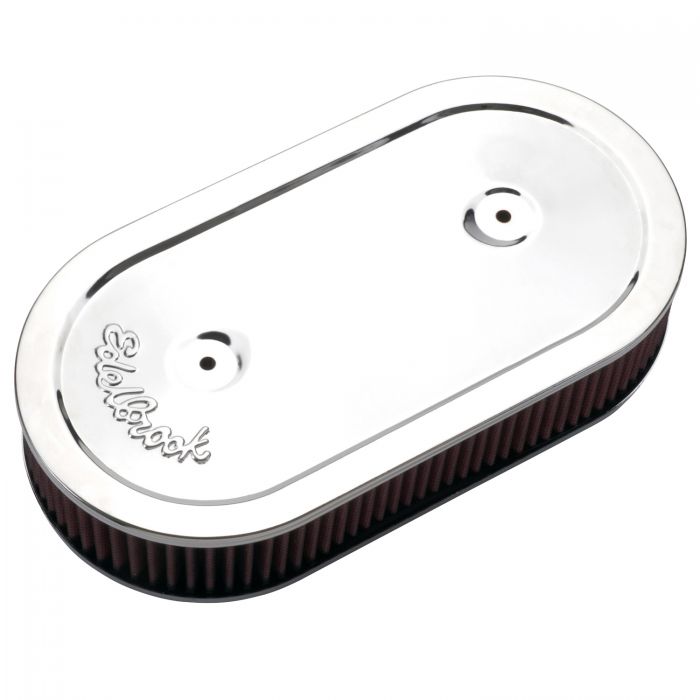 Edelbrock Air Cleaner Pro-Flo Series Oval Steel Top Cloth Element 13 5In X 7In X 3 5In Chrome - 0