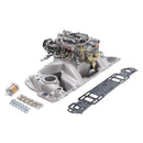 Edelbrock Manifold And Carb Kit Performer Air-Gap Small Block Chevrolet 1957-1986 Natural Finish-2