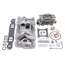 Edelbrock Manifold And Carb Kit Performer Air-Gap Small Block Chevrolet 1957-1986 Natural Finish-1
