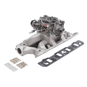 Edelbrock Manifold And Carb Kit Performer RPM Small Block Chevrolet 1957-1986 Natural Finish - 0