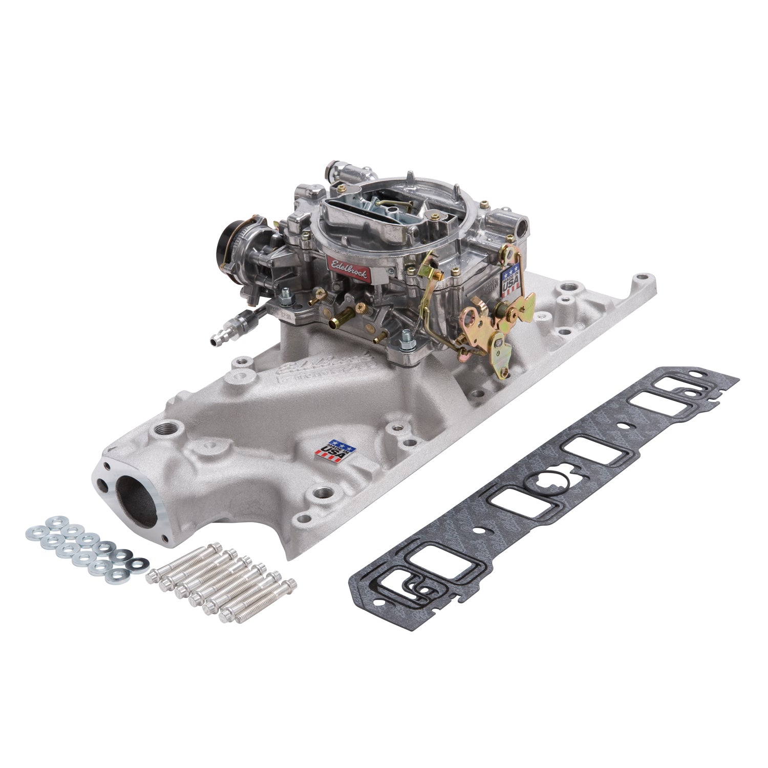 Edelbrock Manifold And Carb Kit Performer Small Block Ford 289-302 Natural Finish - 0