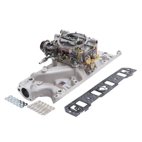 Edelbrock Manifold And Carb Kit Performer Small Block Ford 289-302 Natural Finish - 0