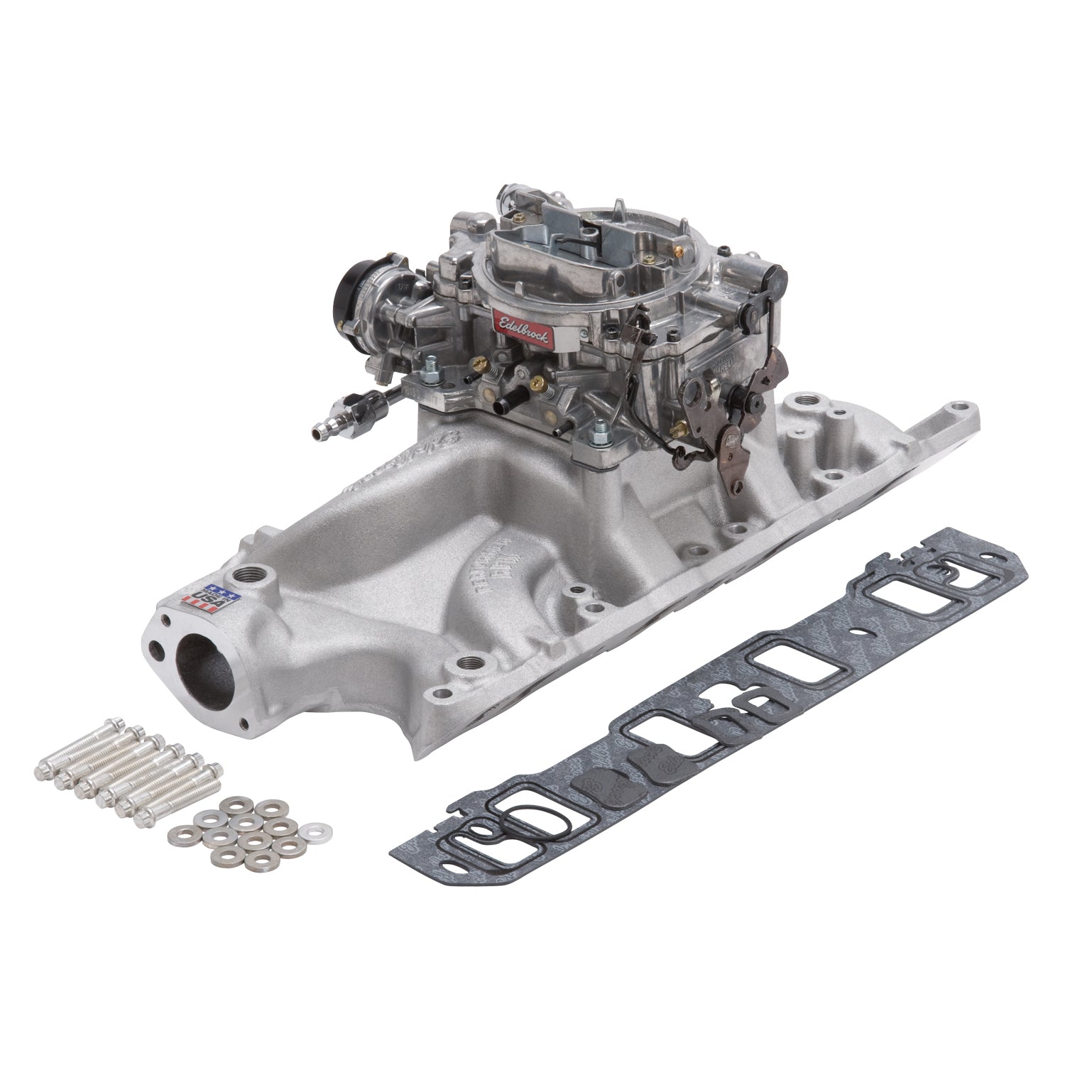 Edelbrock Manifold And Carb Kit Performer RPM Small Block Ford 289-302 Natural Finish - 0