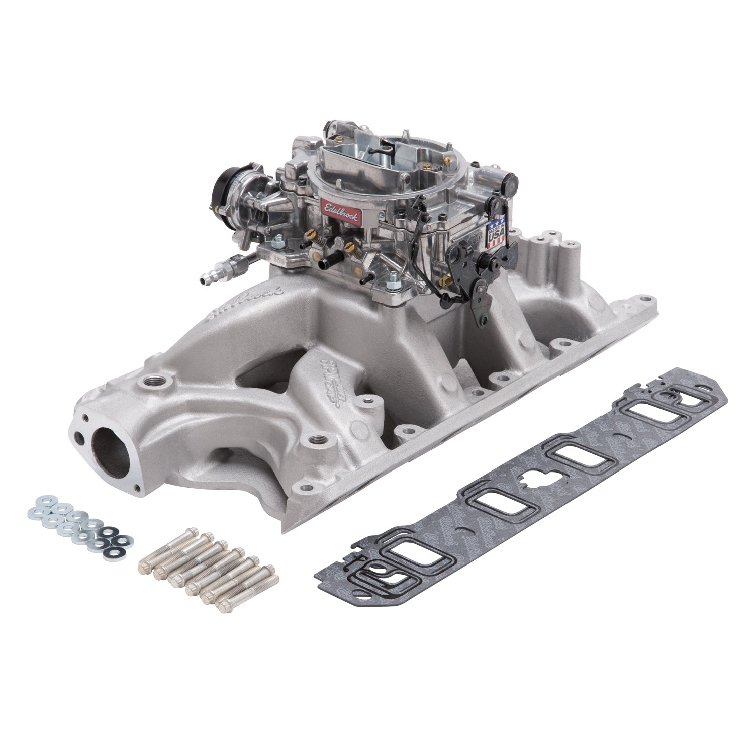 Edelbrock Manifold And Carb Kit Performer RPM Air-Gap Small Block Ford 351W Natural Finish - 0