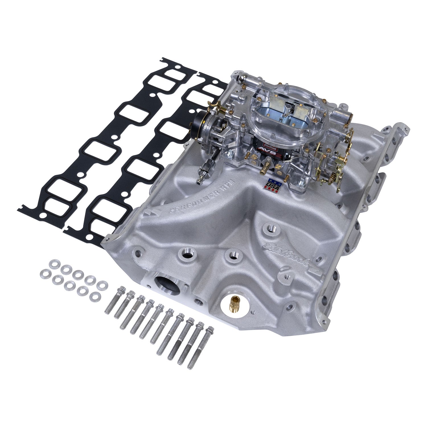 Edelbrock Manifold And Carb Kit Performer RPM Ford FE Natural Finish