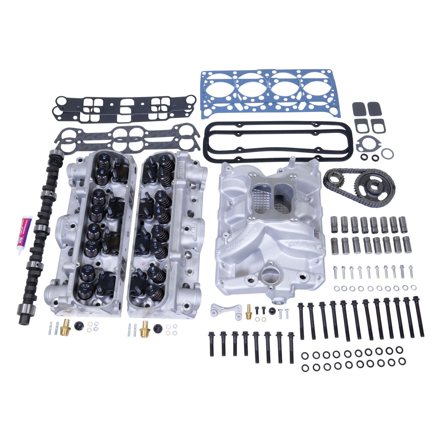 Edelbrock Pwr Pkg Top End Kit Perf RPM 389-467 Pontiac w/ 72cc D-Port Heads 460+ Hp