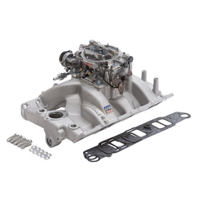 Edelbrock Manifold And Carb Kit Performer RPM Pontiac Natural Finish - 0