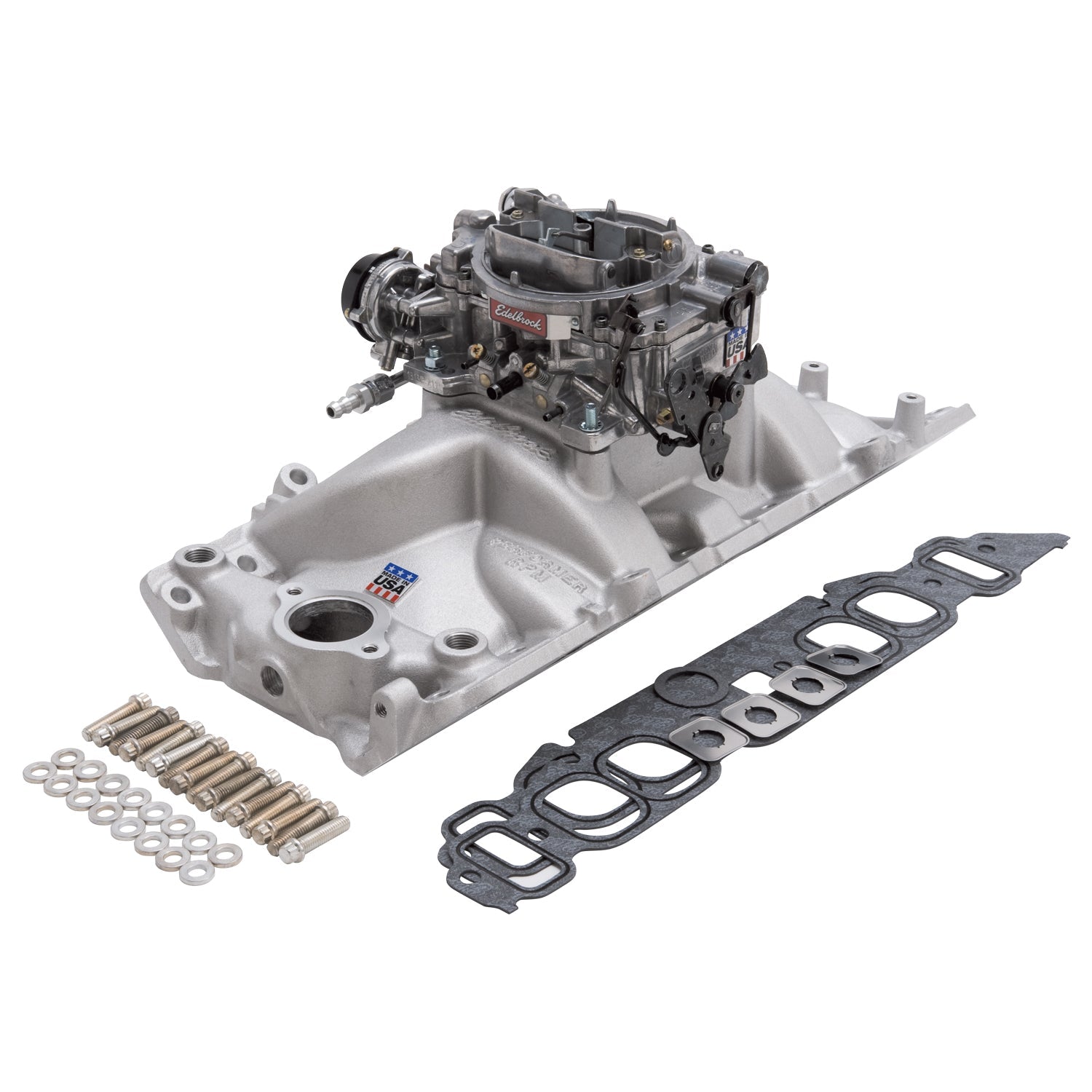 Edelbrock Manifold And Carb Kit Performer RPM Big Block Chevrolet Oval Port Natural Finish - 0