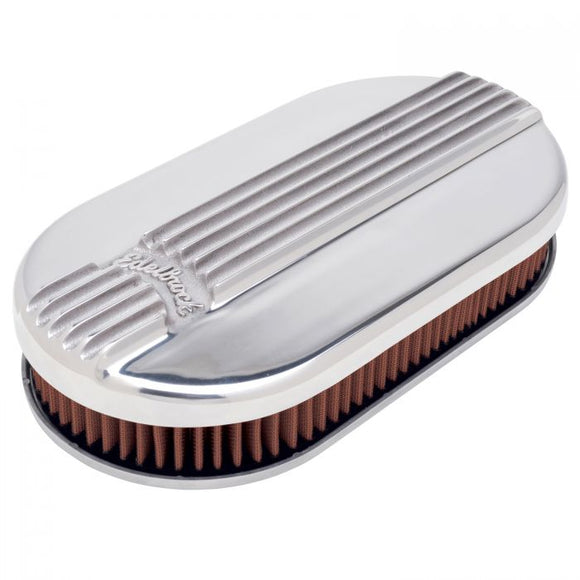 Edelbrock Air Cleaner Classic Series Oval Aluminum Top Cloth Element 17 5In X 9 35In X 3 9In