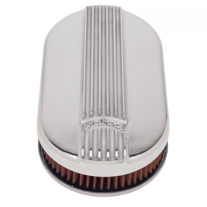Edelbrock Air Cleaner Classic Series Oval Aluminum Top Cloth Element 17 5In X 9 35In X 3 9In - 0