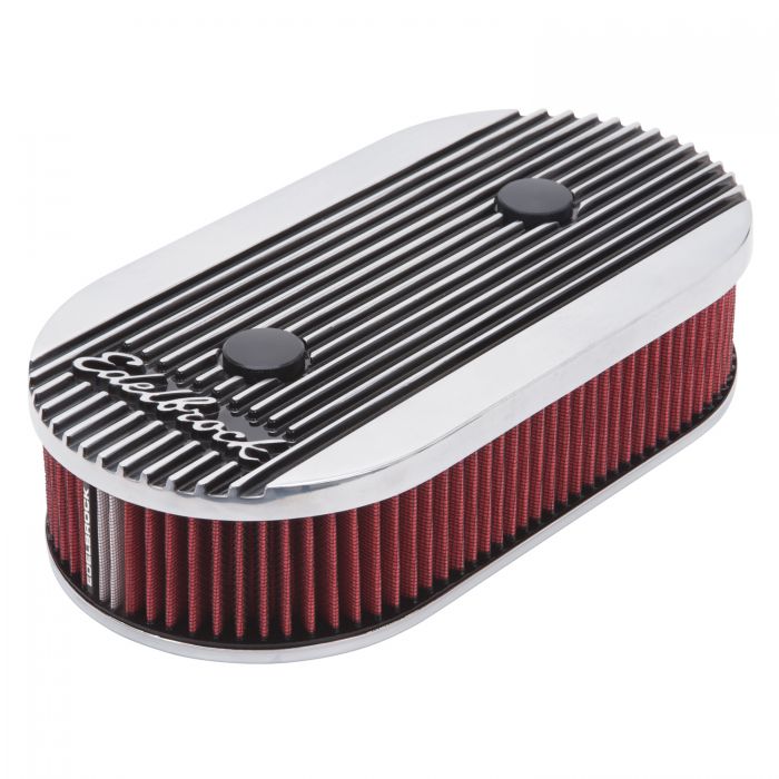 Edelbrock Air Cleaner Elite II Oval Dual-Quad Carbs 2 5In Red Element Polished - 0