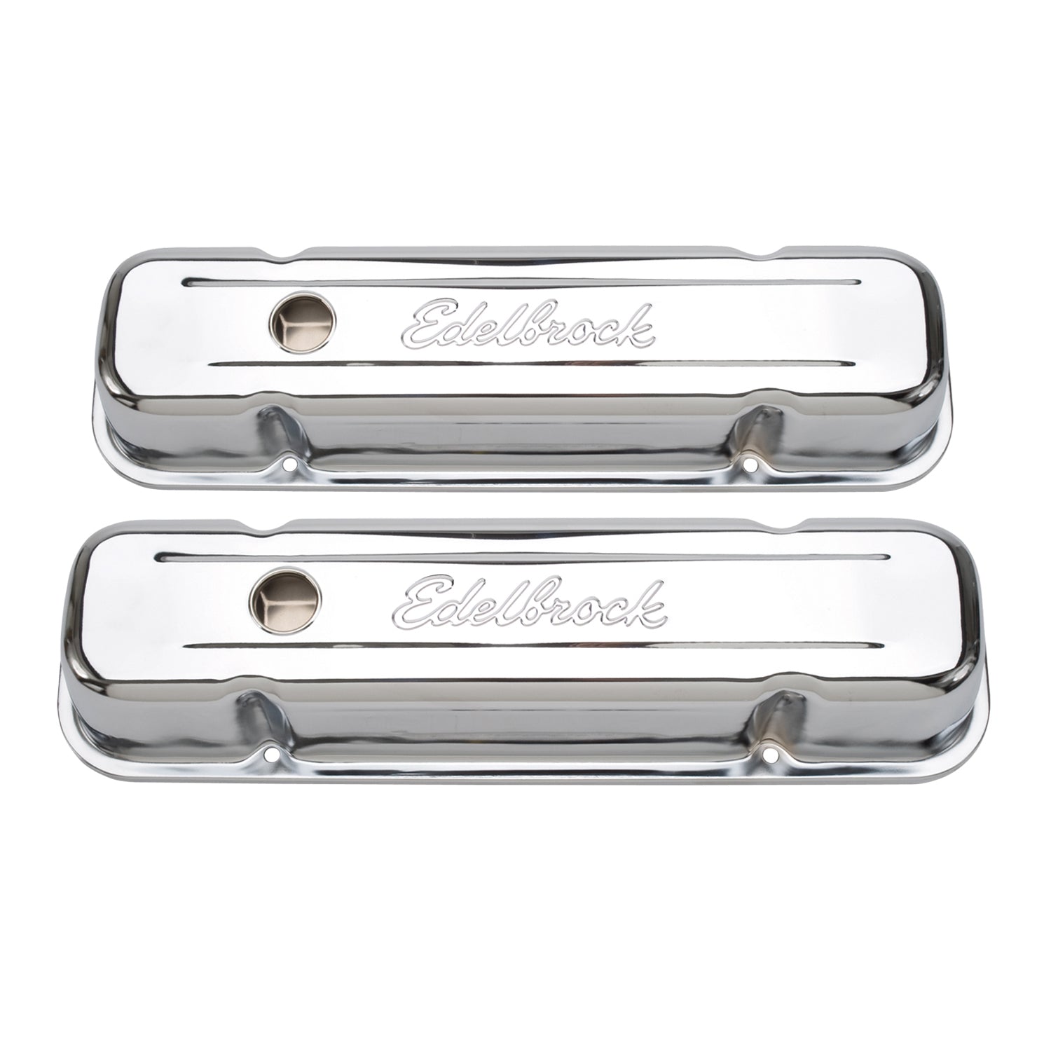 Edelbrock Signature Series Valve Covers, Chrome, Tall Profile, Pontiac 301-455 V8, '62-'79