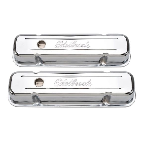 Edelbrock Signature Series Valve Covers, Chrome, Tall Profile, Pontiac 301-455 V8, '62-'79