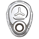 Edelbrock Timing Cover SB-Chevy Chrome w/ Welded Reinforcement Plate-1