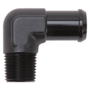 Edelbrock Hose End 90-Deg 1/2In NPT to 3/4In Barb Black Anodize-1