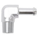 Edelbrock Hose End 90-Deg 3/8In NPT to 3/8In Barb Clear Anodize-1
