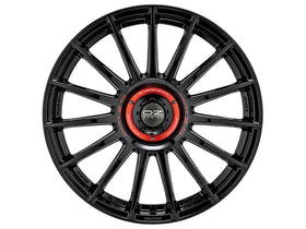 OZ SUPERTUR EVOLUZIONE 19 X 8.5 +38 5 X 112.00 CBN/A GLOSS BLACK + RED LETTERING - 0