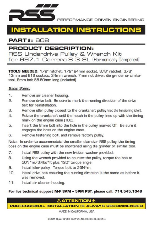 608 - Harmonically Damped - Underdrive Performance Pulley Kit (986, 987, 996, 997)