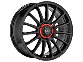 OZ SUPERTUR EVOLUZIONE 19 X 8.5 +38 5 X 112.00 CBN/A GLOSS BLACK + RED LETTERING