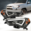 ANZO 14-18 Toyota 4 Runner Plank Style Projector Headlights Black w/ Amber-1