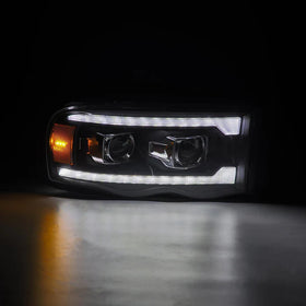AlphaRex 02-05 Dodge Ram 1500 LUXX LED Proj Headlights Plank Style Black w/Activ Light/Seq Signal - 0