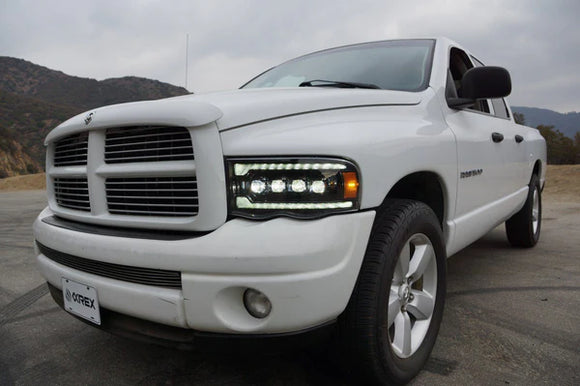 AlphaRex 02-05 Dodge Ram 1500 NOVA LED Proj Headlights Plank Style Chrome w/Activ Light/Seq Signal