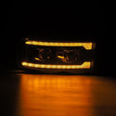 AlphaRex 02-05 Dodge Ram 1500 PRO-Series Projector Headlights Plank Style Black w/Seq Signal-3