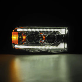 AlphaRex 02-05 Dodge Ram 1500 PRO-Series Projector Headlights Plank Style Chrome w/Seq Signal - 0