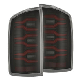 AlphaRex 02-06 Dodge Ram1500 + 03-06 Dodge Ram2500/3500 Luxx-Series LED Tail Lights (Pair) Black/Red
