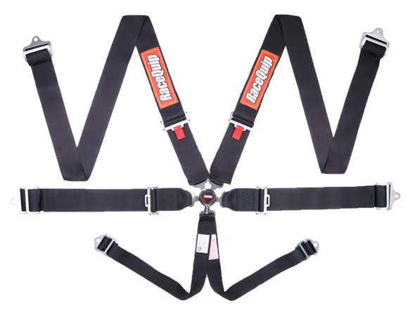 RACEQUIP SFI CAMLOCK 6PT PD LAP SEAT BELTS BLK