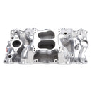 Edelbrock SBC Perf Air Gap Manifold Polished-1