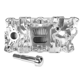 EDELBROCK Performer EPS Manifold w/Oil Fill Tube for Small-Block Chevy, Polished Finish