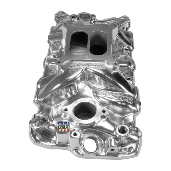EDELBROCK Performer EPS Manifold w/Oil Fill Tube for Small-Block Chevy, Polished Finish