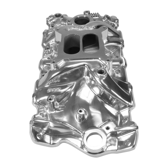 EDELBROCK Performer EPS Manifold w/Oil Fill Tube for Small-Block Chevy, Polished Finish