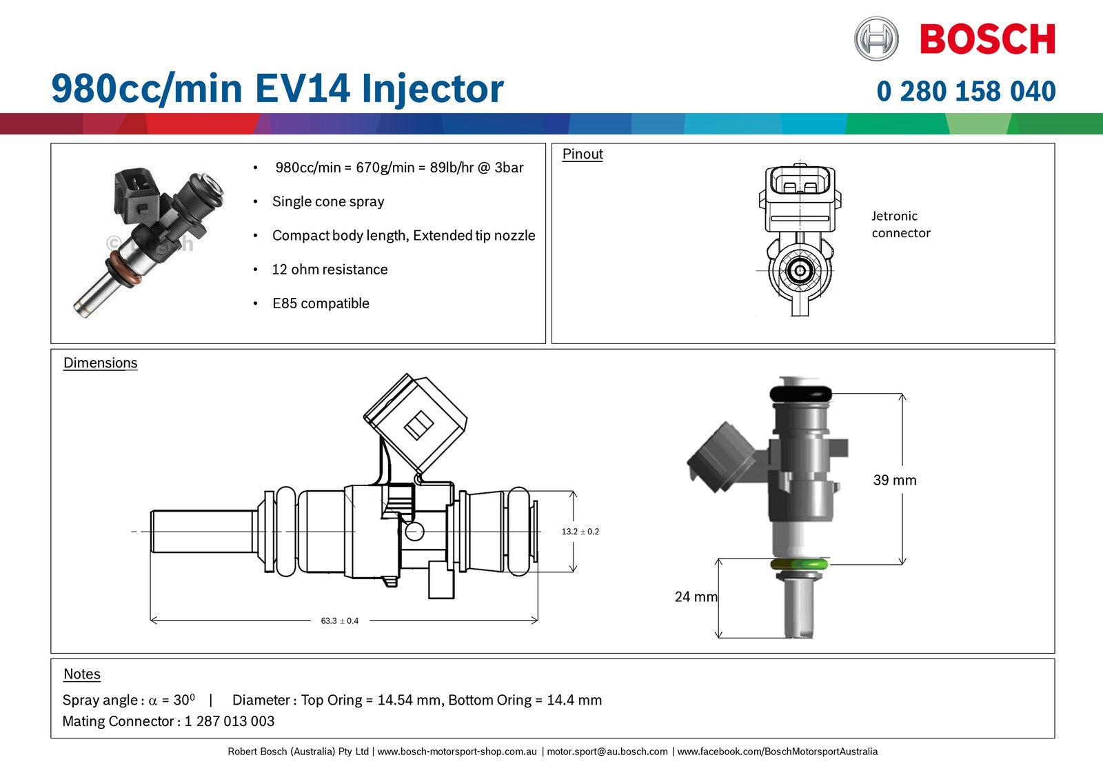 BOSCH EV 14 Injector 980cc