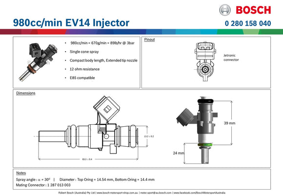 BOSCH EV 14 Injector 980cc