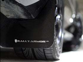 Rally Armor 08-10 Subaru WRX / 08-11 Impreza 2.5i (Hatch/Sedan) Black UR Mud Flap w/White Logo - 0