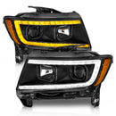 ANZO 11-13 Jeep Grand Cherokee (Factory Halogen Only) Projector Headlights w/Light Bar Swtchbk Black-1