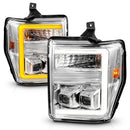 ANZO 08-10 Ford F-250 - F-550 Super Duty Projector Headlights w/ Light Bar Switchback Chrome Housing-1