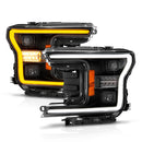 ANZO 18-20 Ford F-150 (w/o Fctry LED) Full LED Proj Headlights w/Light Bar Swtchbk Seq. Black w/Init-1